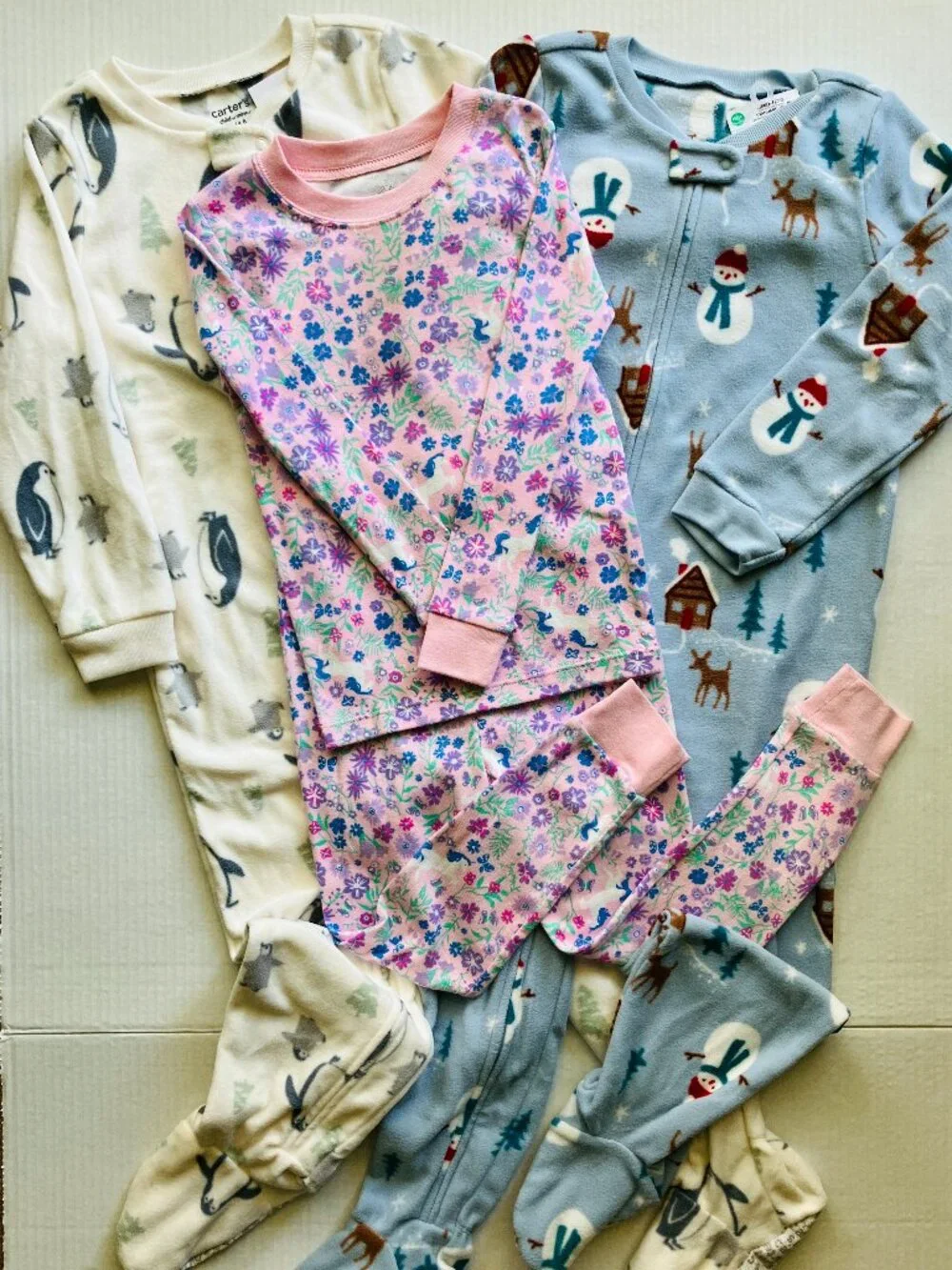 4T Carter's Footie Pajamas* & Wonder Nation Cotton Long Sleeve Pajama Set Bundle
